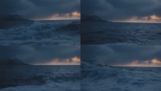 从小船上看汹涌的大海，开放的海洋的波浪高清在线视频素材下载