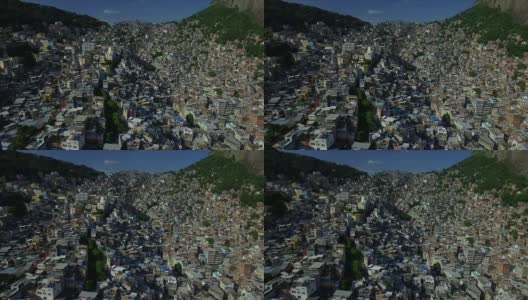 Favela Aerials:横过巴西里约热内卢的Rocinha Favela高清在线视频素材下载