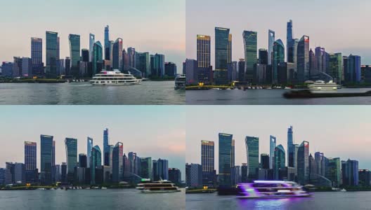 夕阳下的上海天际线高清在线视频素材下载