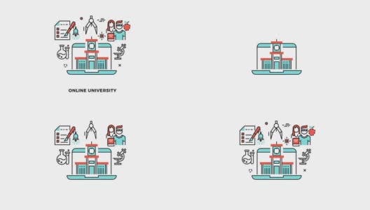 在线教育或电子学习学校视频动画标志高清在线视频素材下载