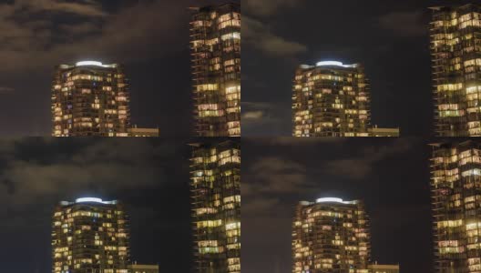 住宅高层建筑在夜间高清在线视频素材下载