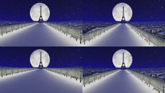 巴黎和埃菲尔铁塔前的空巷高清在线视频素材下载