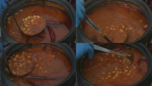 锅里的咖喱豆高清在线视频素材下载