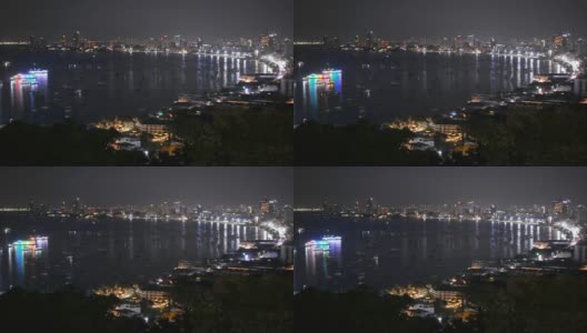 泰国芭堤雅夜间的天际线高清在线视频素材下载