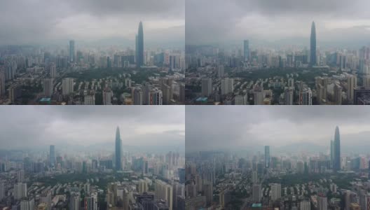 白天飞行在深圳城市景观市中心空中全景4k中国高清在线视频素材下载