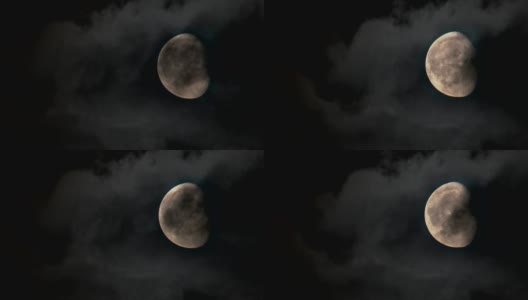月亮和暴风雨的乌云高清在线视频素材下载