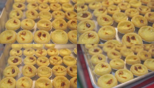 泰国曼谷Yaowarat街头小吃道的葡萄牙香港蛋挞高清在线视频素材下载