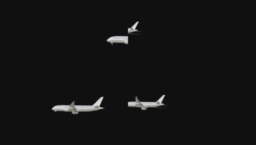 电脑图形，飞机收回起落架获得高度的黑色背景高清高清在线视频素材下载