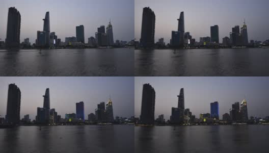 艺术作品:胡志明市夜景空中全景。高清在线视频素材下载