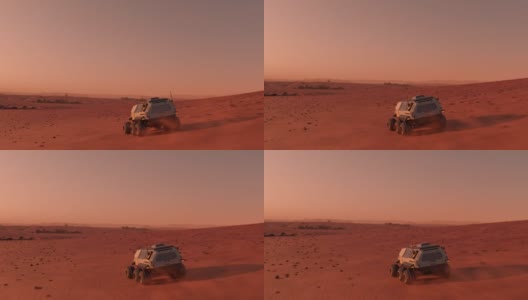 火星探测器和殖民者在火星表面旅行高清在线视频素材下载