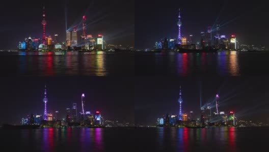 4k时光流逝:上海摩天大楼灯光秀旅游景点高清在线视频素材下载