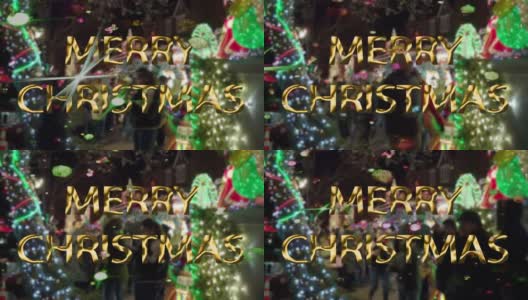 纽约人圣诞快乐，节日快乐，灯夜街高清在线视频素材下载