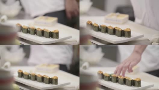 日本厨师准备制作寿司高清在线视频素材下载