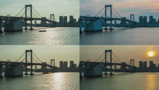 日落时分的东京彩虹桥高清在线视频素材下载
