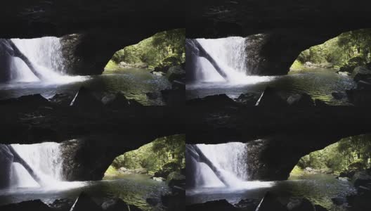 斯普林布鲁克国家公园的天然桥上的瀑布高清在线视频素材下载