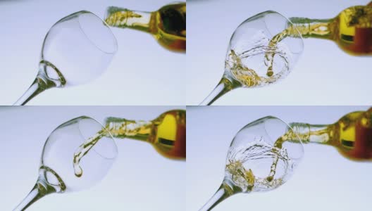 白葡萄酒倒入低角度的玻璃视图高清在线视频素材下载