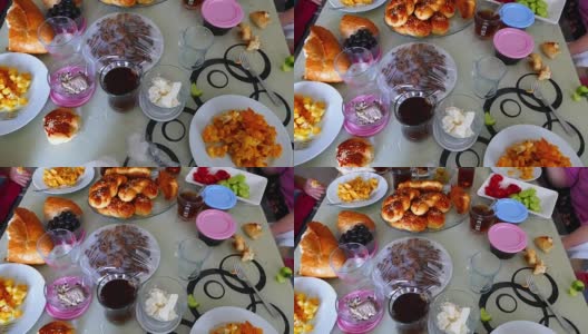 土耳其早餐桌，做土耳其家庭早餐，高清在线视频素材下载