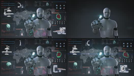 机器人触摸世界医疗保健服务世界。高清在线视频素材下载