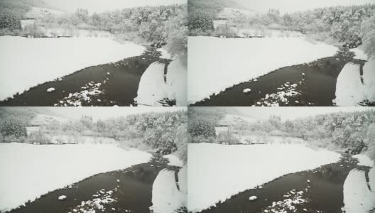 鸟瞰图:白川村的Shogawa河谷高清在线视频素材下载