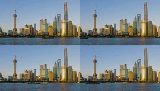 实时4k:黄昏的上海天际线高清在线视频素材下载