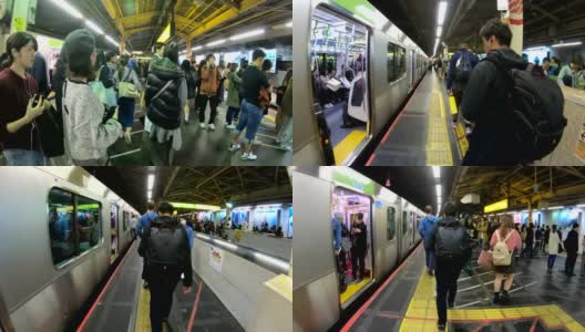 4K Hyper Lapse:香港人在香港地铁高峰期乘火车回家。城市生活的例行概念高清在线视频素材下载
