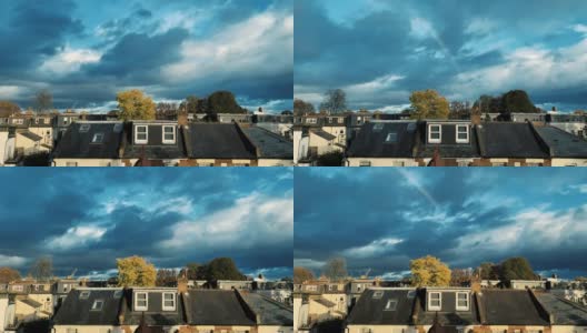 伦敦郊区屋顶上的延时云高清在线视频素材下载