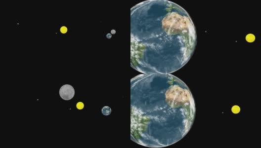 观月球和太阳，同时绕地球运行，而一些恒星，地球，月球，太阳高清在线视频素材下载