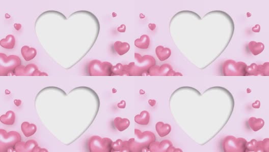 循环准备亮粉色心与快乐的情人节标题在粉红色4K分辨率高清在线视频素材下载