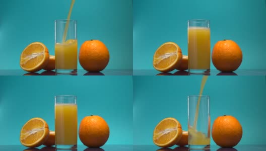 把橙汁倒入玻璃杯高清在线视频素材下载