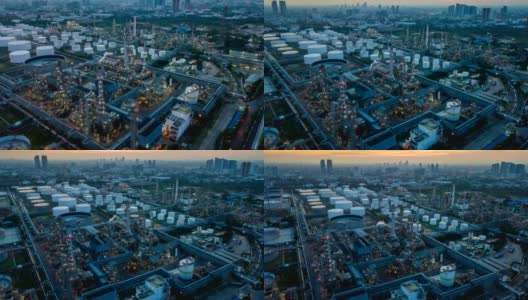 4K Timelapse或Hyperlapse of Aerial在亚洲的炼油厂工业园区高清在线视频素材下载