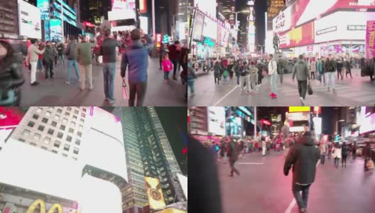 人们从纽约时代广场的视角高清在线视频素材下载
