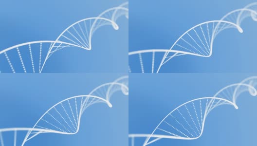 DNA双螺旋动画环与深度蓝色背景高清在线视频素材下载