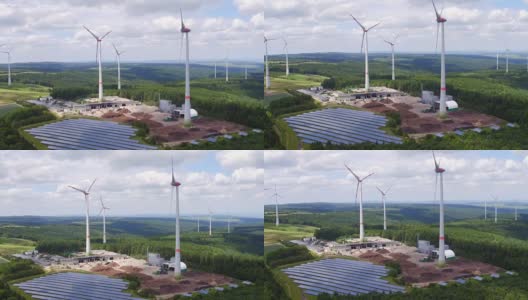 风力涡轮机园和太阳能集热器高清在线视频素材下载