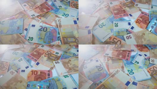 旋转的欧元纸币高清在线视频素材下载
