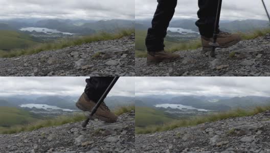 腿和登山杖高清在线视频素材下载