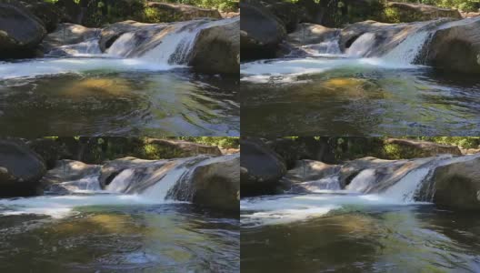 美丽的热带雨林和水源森林瀑布，4K。高清在线视频素材下载