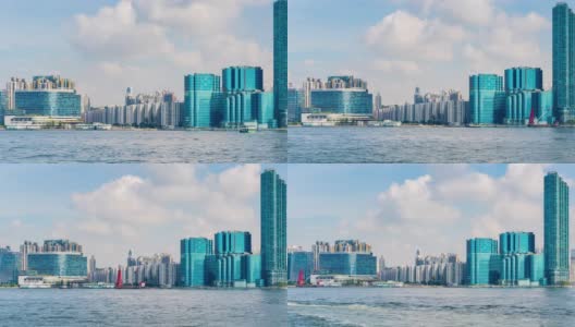 时光港湾香港城-早安现代城市商务区高层摩天大楼在香港高清在线视频素材下载