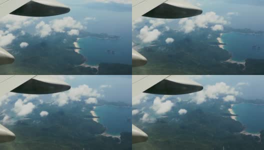 从高空俯瞰香港山脉和大海的美景高清在线视频素材下载