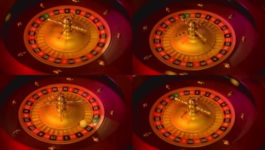 赌场轮盘赌在运动与旋转轮和球。获胜号码15和黑色是由轮盘赌轮决定的。高清在线视频素材下载