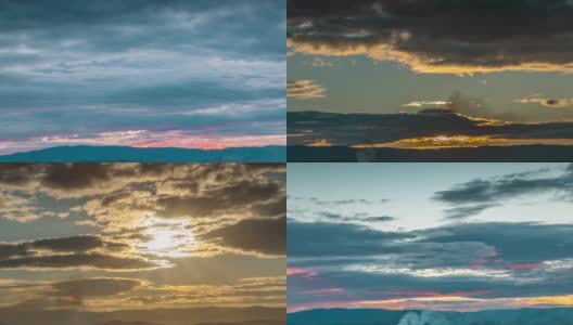 日出时云的时间推移被太阳光线和刺眼的太阳透过云照亮高清在线视频素材下载