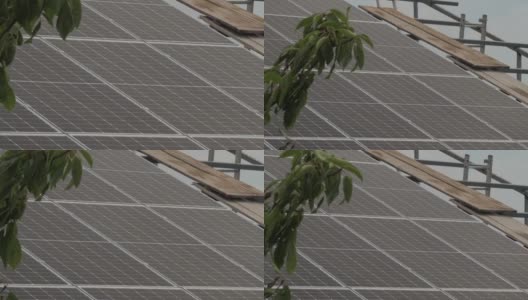 变电站电池的太阳能电池板安装在支架上高清在线视频素材下载