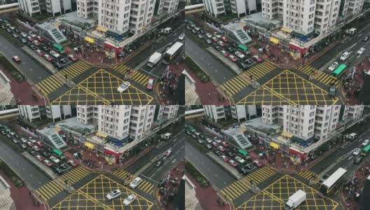 香港一个十字路口的高角度视频高清在线视频素材下载