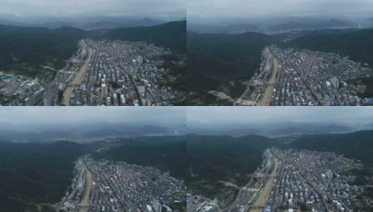 鸟瞰图中国城市在山区在福建高清在线视频素材下载