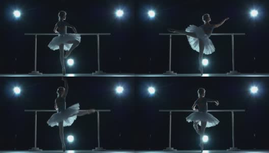 美丽的女芭蕾舞者穿着蓝色，芭蕾舞者穿着芭蕾舞短裙高清在线视频素材下载