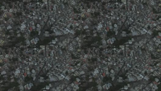 Favela Aerials:从巴西里约热内卢的Vidigal Favela的屋顶往下看高清在线视频素材下载