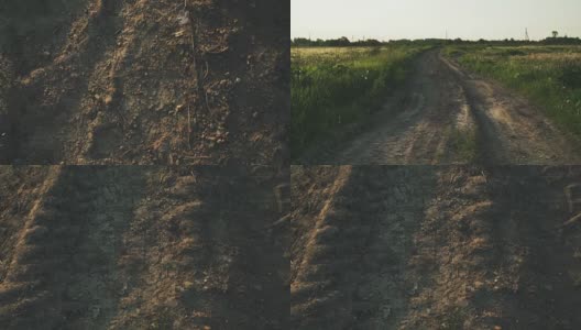 田地之间的旧土路从电子稳定器中翻出高清在线视频素材下载