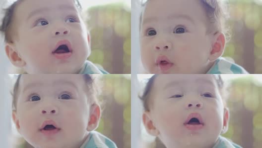面部表情由亚洲小男孩，婴儿微笑高清在线视频素材下载