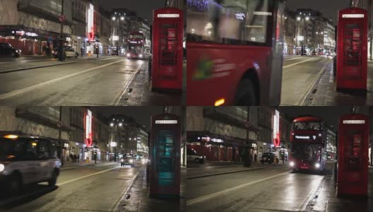 伦敦公共汽车和出租车在英国伦敦斯特兰德路高清在线视频素材下载