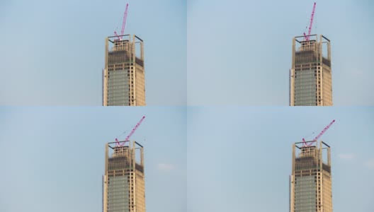 日落广州新万吨级建筑顶层建设4k延时中国高清在线视频素材下载