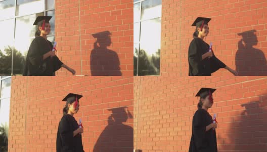 一位女学生从该大学毕业高清在线视频素材下载